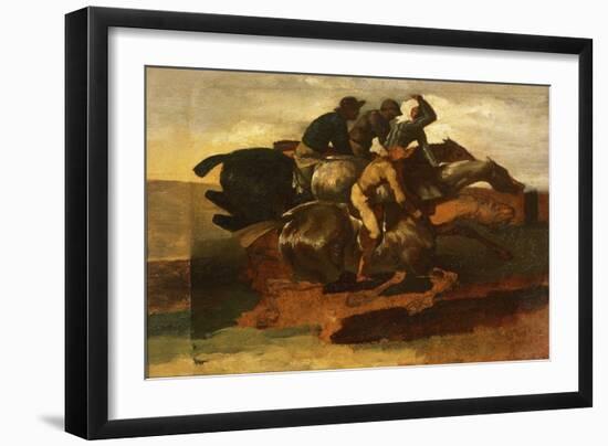 Four Jockeys Galloping-Théodore Géricault-Framed Giclee Print