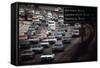 Four Lanes of Traffic on the Hollywood Freeway in Los Angeles in 1970s-null-Framed Stretched Canvas