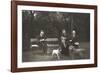 Four Men and Two Dogs in a Garden-null-Framed Photographic Print