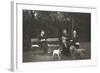 Four Men and Two Dogs in a Garden-null-Framed Photographic Print