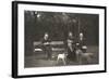 Four Men and Two Dogs in a Garden-null-Framed Photographic Print