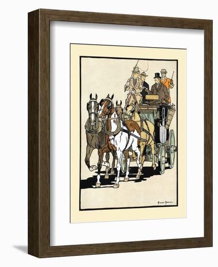 Four Men Riding On Top Of A Carriage Being Drawn By Four Horses-Edward Penfield-Framed Art Print