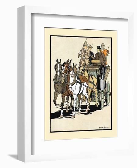 Four Men Riding On Top Of A Carriage Being Drawn By Four Horses-Edward Penfield-Framed Art Print