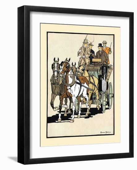 Four Men Riding On Top Of A Carriage Being Drawn By Four Horses-Edward Penfield-Framed Art Print