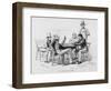 Four Men Sit around a Table Playing Poker While a Fifth Stands Watching the Game and Smoking-null-Framed Art Print