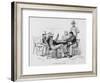 Four Men Sit around a Table Playing Poker While a Fifth Stands Watching the Game and Smoking-null-Framed Art Print