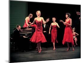 Four Models in Red Dresses Dancing Charleston For Article Featuring "The Little Red Dress"-Gjon Mili-Mounted Photographic Print