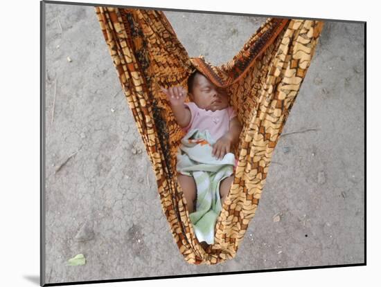 Four-Month-Old Rianto Sleeps in a Batik Cloth Swing, at a Refugee Camp in Lamreh, Indonesia-null-Mounted Photographic Print