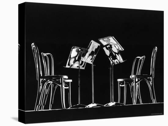 Four Music Stands and Four Chairs-Gjon Mili-Stretched Canvas