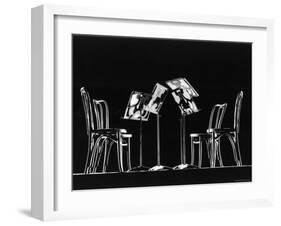 Four Music Stands and Four Chairs-Gjon Mili-Framed Photographic Print