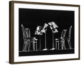 Four Music Stands and Four Chairs-Gjon Mili-Framed Photographic Print