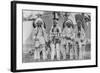 Four Native American Chiefs in Traditional Clothing and Feathered Bonnet-null-Framed Art Print