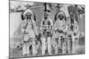 Four Native American Chiefs in Traditional Clothing and Feathered Bonnet-null-Mounted Art Print