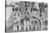 Four Native American Chiefs in Traditional Clothing and Feathered Bonnet-null-Stretched Canvas