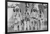 Four Native American Chiefs in Traditional Clothing and Feathered Bonnet-null-Framed Art Print