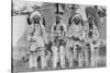 Four Native American Chiefs in Traditional Clothing and Feathered Bonnet-null-Stretched Canvas