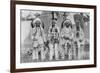Four Native American Chiefs in Traditional Clothing and Feathered Bonnet-null-Framed Premium Giclee Print