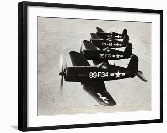 Four Navy Fighter Planes Flying in Formation-null-Framed Photographic Print