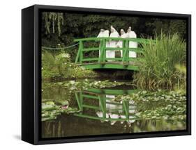 Four Nuns Standing on the Japanese Bridge in the Garden of the Impressionist Painter Claude Monet-David Hughes-Framed Stretched Canvas