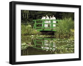 Four Nuns Standing on the Japanese Bridge in the Garden of the Impressionist Painter Claude Monet-David Hughes-Framed Photographic Print