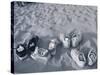 Four Pairs of Shoes on the Sand-Mitch Diamond-Stretched Canvas