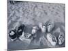 Four Pairs of Shoes on the Sand-Mitch Diamond-Mounted Premium Photographic Print