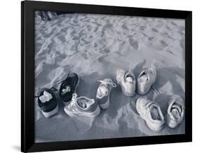 Four Pairs of Shoes on the Sand-Mitch Diamond-Framed Photographic Print