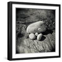 Four Pebbles of Different Sizes Arranged on Flat Rock, Taransay, Outer Herbrides, Scotland, UK-Lee Frost-Framed Photographic Print