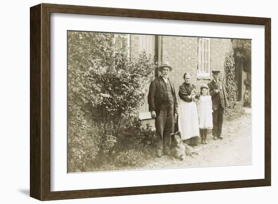 Four People, a Cat and a Dog in a Garden-null-Framed Photographic Print