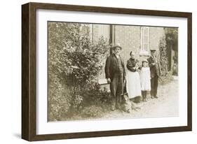 Four People, a Cat and a Dog in a Garden-null-Framed Photographic Print