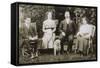 Four People and a Dog in a Garden-null-Framed Stretched Canvas