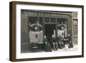 Four People and a Dog Outside a Cafe, France-null-Framed Photographic Print