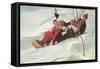 Four People on a Toboggan-null-Framed Stretched Canvas