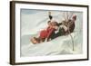 Four People on a Toboggan-null-Framed Art Print