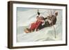 Four People on a Toboggan-null-Framed Art Print