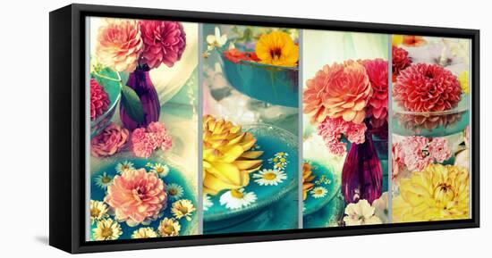 Four Pictures of Flowers with Dish-Alaya Gadeh-Framed Stretched Canvas