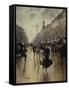 Four PM at the Carrefour Drouot and the Grand Boulevard-Jean Béraud-Framed Stretched Canvas