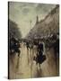 Four PM at the Carrefour Drouot and the Grand Boulevard-Jean Béraud-Stretched Canvas