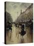 Four PM at the Carrefour Drouot and the Grand Boulevard-Jean Béraud-Stretched Canvas