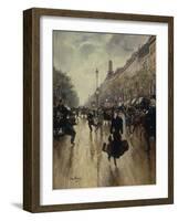 Four PM at the Carrefour Drouot and the Grand Boulevard-Jean Béraud-Framed Giclee Print