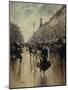 Four PM at the Carrefour Drouot and the Grand Boulevard-Jean Béraud-Mounted Giclee Print