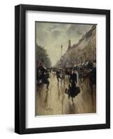 Four PM at the Carrefour Drouot and the Grand Boulevard-Jean Béraud-Framed Premium Giclee Print