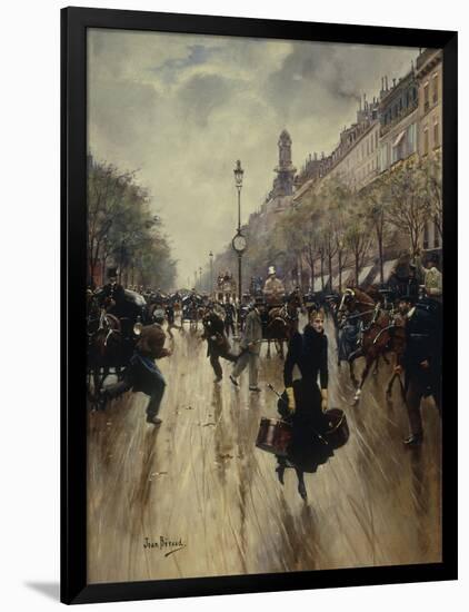 Four PM at the Carrefour Drouot and the Grand Boulevard-Jean Béraud-Framed Giclee Print