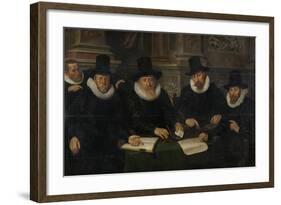 Four Regents and the 'House Father' of the Amsterdam Lepers' Asylum-Werner van den Valckert-Framed Art Print