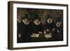 Four Regents and the 'House Father' of the Amsterdam Lepers' Asylum-Werner van den Valckert-Framed Art Print