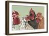 Four Roosters-Jade Reynolds-Framed Art Print