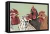 Four Roosters-Jade Reynolds-Framed Stretched Canvas