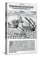 Four Sailing Boats from 'India Orientalis', 1598-Theodore de Bry-Stretched Canvas