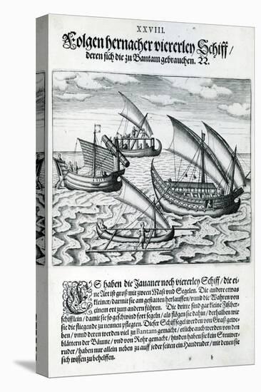 Four Sailing Boats from 'India Orientalis', 1598-Theodore de Bry-Stretched Canvas