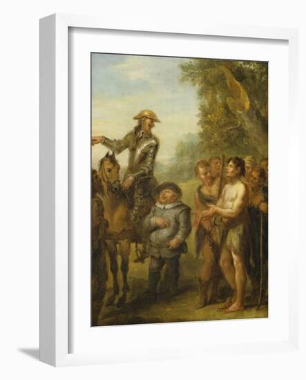 Four Scenes from 'Don Quixote': Don Quixote and Sancho Panza after the Battle with the Gallant…-John Vanderbank-Framed Giclee Print